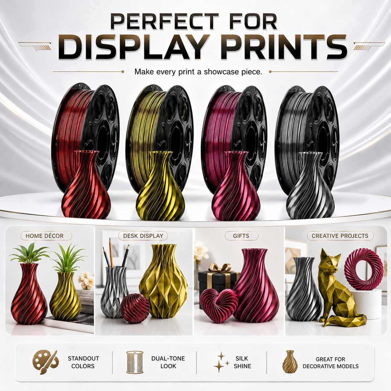Metallic Dual-Color Silk PLA Filament