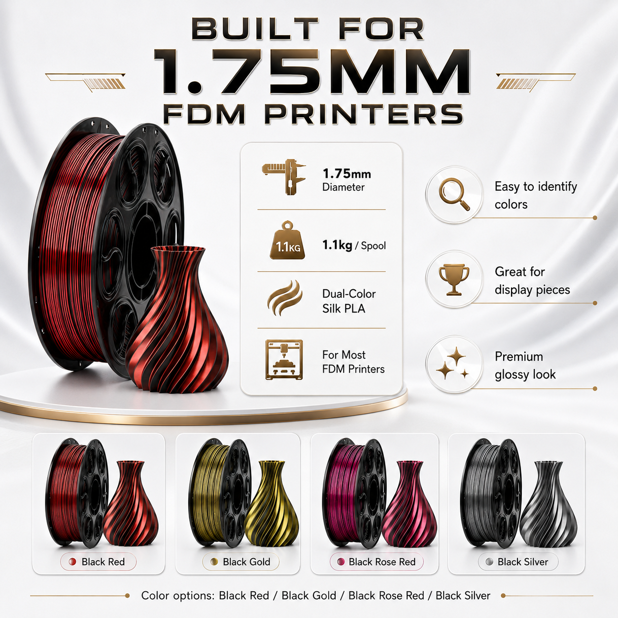 Metallic Dual-Color Silk PLA Filament