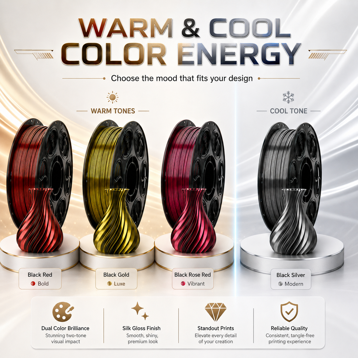 Metallic Dual-Color Silk PLA Filament