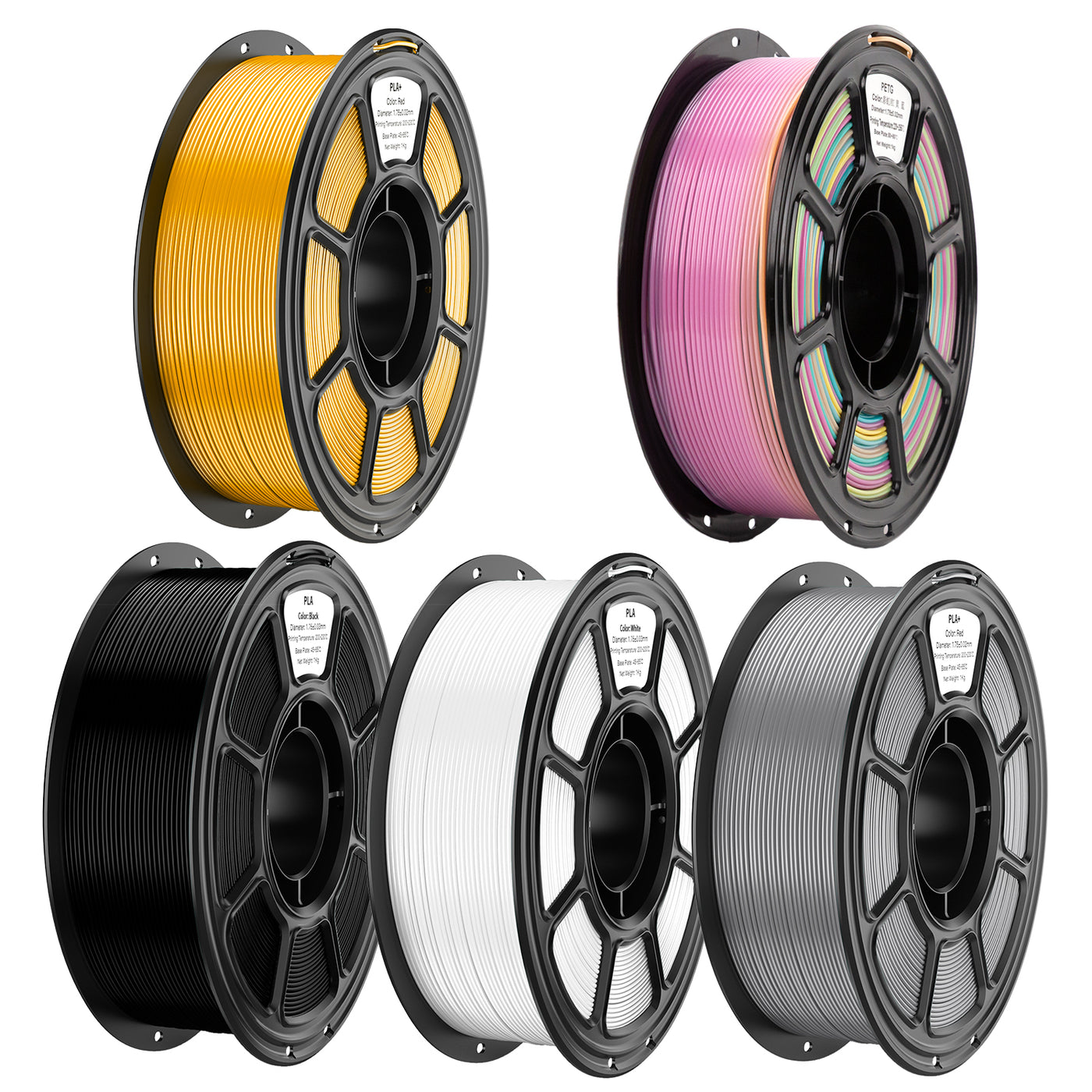 PLA & PETG 5 Color Filament Set