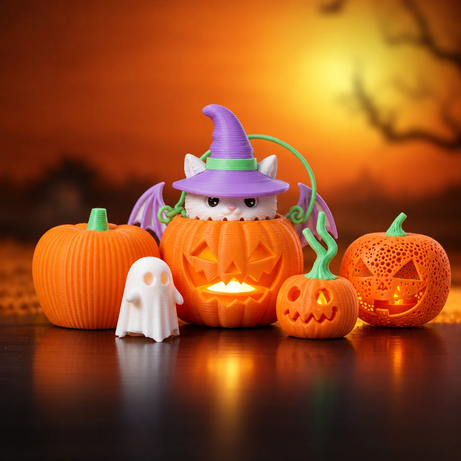 Halloween 3D print model collection made with the Cute Spooky PLA filament bundle