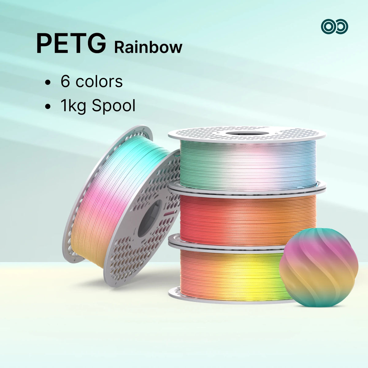 PETG Rainbow Filament – Gradient Color Transition, 1.75mm, 1kg