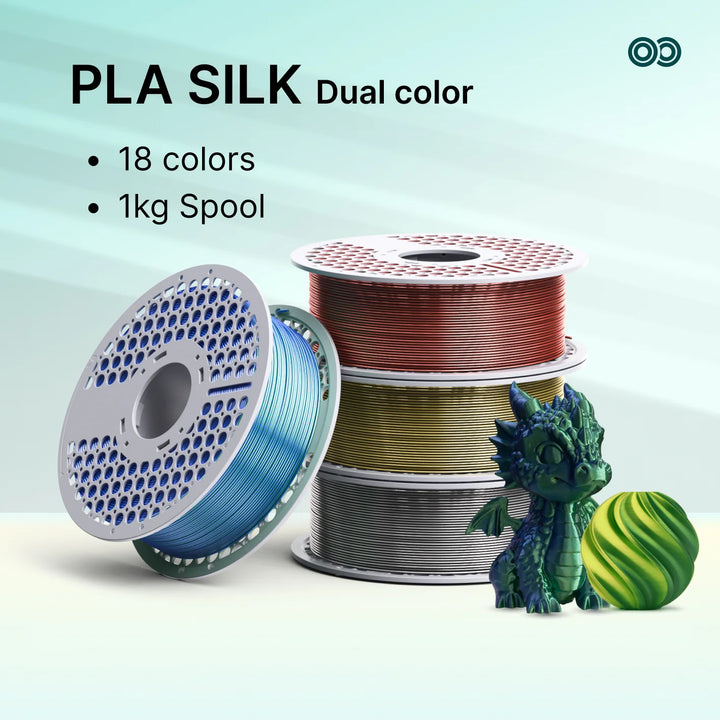 PLA Silk Dual-Color Filament – Two-Tone Color Shift, 1.75mm, 1kg